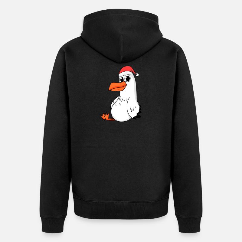 Möwe Weihnachten - Unisex Premium Bio Zip Hoodie - Schwarz