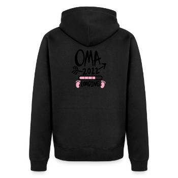 Oma 2022 - Werdende Oma 2022 - Unisex Premium Bio Zip Hoodie - Schwarz - Hinten - Nico (187cm)