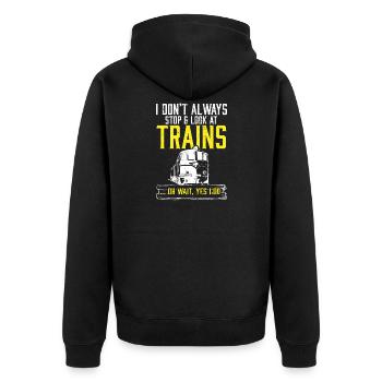 Je ne m’arrête pas toujours et je regarde les trains - Veste à capuche bio Premium Unisexe - noir - Dos - Nico (187cm)