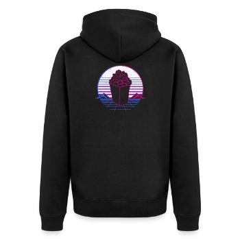 Popcorn Cinema Retro Vintage Retro Wave - Unisex Premium Organic Zip Hoodie - black - Back - Nico (187cm)