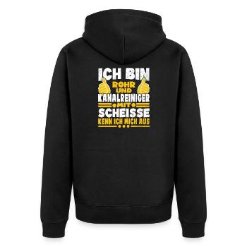 Rohrreinigung Kanalreinigung Lustiges Kanalreinige - Unisex Premium Bio Zip Hoodie - Schwarz - Hinten - Nico (187cm)