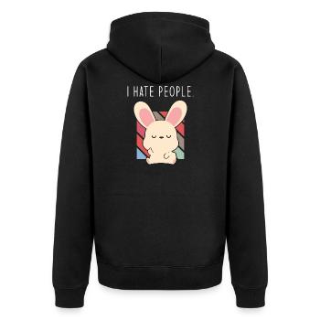 Funny rabbit saying I hate people - Unisex Premium Organic Zip Hoodie - black - Back - Nico (187cm)