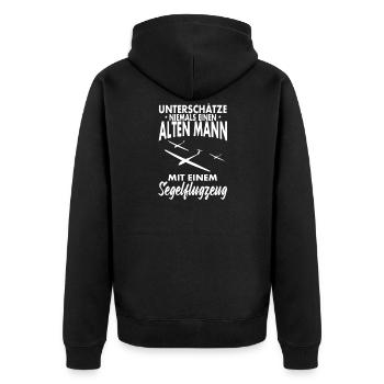 Segelfliegen und Segelflieger - Unisex Premium Bio Zip Hoodie - Schwarz - Hinten - Nico (187cm)
