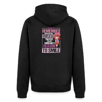 Anime Manga Japan Kawaii Funny Saying Gift - Unisex Premium Organic Zip Hoodie - black - Back - Nico (187cm)