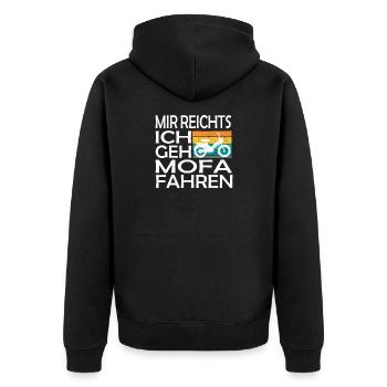 Mopedfahren lustiger Spruch - Unisex Premium Bio Zip Hoodie - Schwarz - Hinten - Nico (187cm)