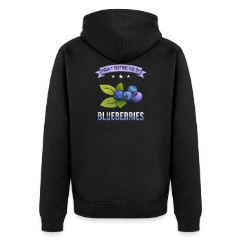 Blaubeeren Spruch - Unisex Premium Bio Zip Hoodie - Schwarz - Hinten - Nico (187cm)