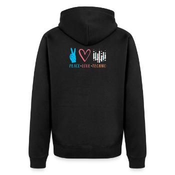 Techno - Unisex Premium Organic Zip Hoodie - black - Back - Nico (187cm)