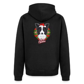 Border Collie Lover I Merry Christmas Border - Unisex Premium Organic Zip Hoodie - black - Back - Nico (187cm)