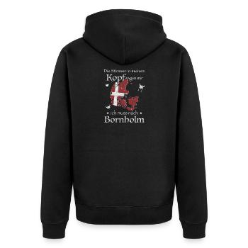 Bornholm Kopenhagen Dänemark Dansk Geschenkidee - Unisex Premium Bio Zip Hoodie - Schwarz - Hinten - Nico (187cm)