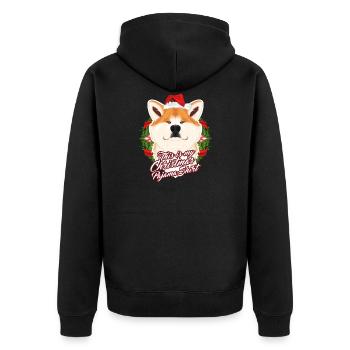 This Is My Christmas Pajama Shirt Akita Inu - Unisex Premium Bio Zip Hoodie - Schwarz - Hinten - Nico (187cm)