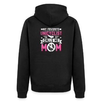 Unicycle Mom - Unisex Premium Organic Zip Hoodie - black - Back - Nico (187cm)