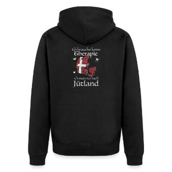 Jütland Kopenhagen Dänemark Dansk Geschenkidee - Unisex Premium Bio Zip Hoodie - Schwarz - Hinten - Nico (187cm)