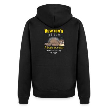 Newton's First Law Funny Physics Joke - Unisex Premium Bio Zip Hoodie - Schwarz - Hinten - Nico (187cm)