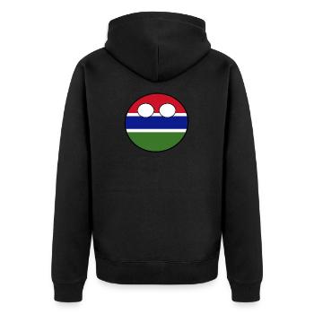 Countryball Land Heimat Gambia - Unisex Premium Bio Zip Hoodie - Schwarz - Hinten - Nico (187cm)