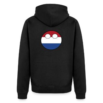 Countryball Land Heimat Niederlande - Unisex Premium Bio Zip Hoodie - Schwarz - Hinten - Nico (187cm)