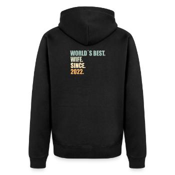 Meilleure épouse depuis 2022 1er anniversaire de mariage - Veste à capuche bio Premium Unisexe - noir - Dos - Nico (187cm)