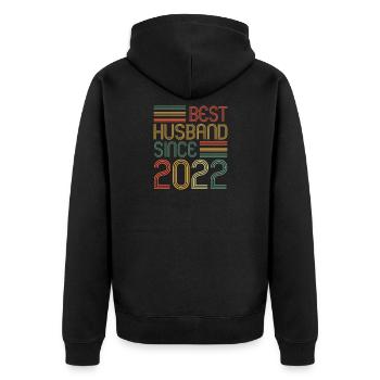 Best Husband since 2022 1st Wedding Anniversary - Unisex Premium Organic Zip Hoodie - black - Back - Nico (187cm)