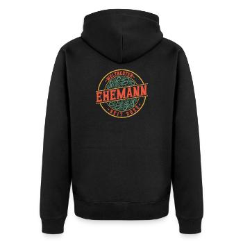 Bester Ehemann seit 2022 1. Hochzeitstag - Unisex Premium Bio Zip Hoodie - Schwarz - Hinten - Nico (187cm)