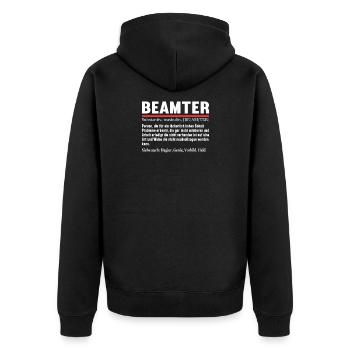 Beamten Verbeamtung öffentlicher Dienst Definition - Unisex Premium Bio Zip Hoodie - Schwarz - Hinten - Nico (187cm)