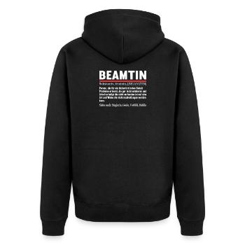 Beamten Verbeamtung öffentlicher Dienst Definition - Unisex Premium Bio Zip Hoodie - Schwarz - Hinten - Nico (187cm)