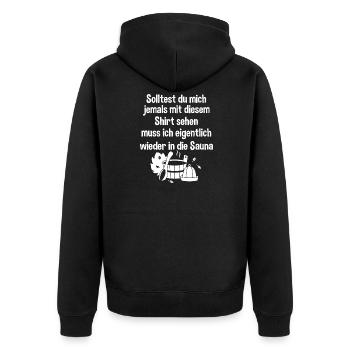 Sauna Saunieren Saunameister Wellness Idee - Unisex Premium Bio Zip Hoodie - Schwarz - Hinten - Nico (187cm)