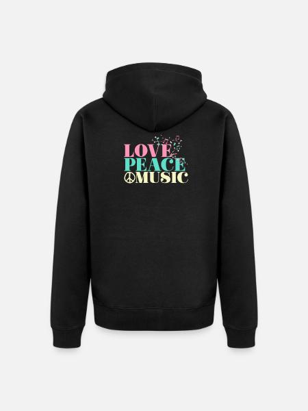 Love Peace Music - Unisex Premium Organic Zip Hoodie - black