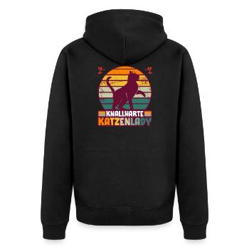Katzenmama Katze Katzenliebhaber Knallharte Katzen - Unisex Premium Bio Zip Hoodie - Schwarz - Hinten - Nico (187cm)