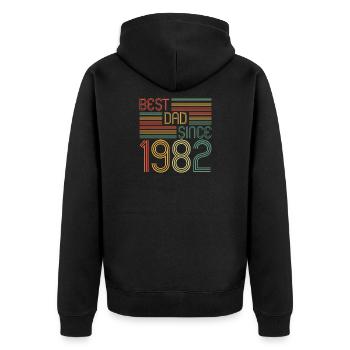 Bester Papa seit 1982 Vati 40 Jahre 40. Geburtstag - Unisex Premium Bio Zip Hoodie - Schwarz - Hinten - Nico (187cm)