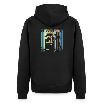 Vintage Retro Glasbläser - Unisex Premium Bio Zip Hoodie - Schwarz - Hinten - Nico (187cm)