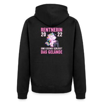 Einhorn Ruhestand Rentnerin Rentner Rente 2022 - Unisex Premium Bio Zip Hoodie - Schwarz - Hinten - Nico (187cm)