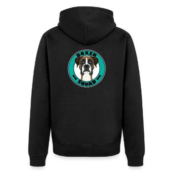 Boxer Squad I Dog Lover I Boxer - Unisex Premium Bio Zip Hoodie - Schwarz - Hinten - Nico (187cm)