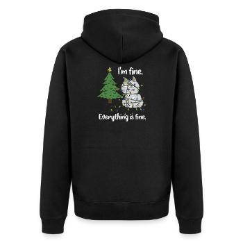 Je vais bien Chat enchevêtré Lumière de Noël - Veste à capuche bio Premium Unisexe - noir - Dos - Nico (187cm)