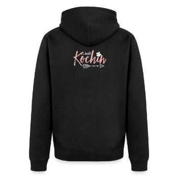 Beste Köchin - Unisex Premium Bio Zip Hoodie - Schwarz - Hinten - Nico (187cm)