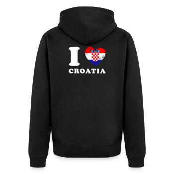 Kroatien I love Croatia - Unisex Premium Bio Zip Hoodie - Schwarz - Hinten - Nico (187cm)