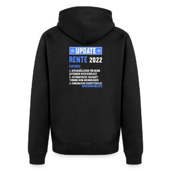 Ruhestand Rentnerin Rentner Rente 2022 - Unisex Premium Bio Zip Hoodie - Schwarz - Hinten - Nico (187cm)
