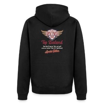 Ruhestand Rentnerin Rentner Rente 2022 - Unisex Premium Bio Zip Hoodie - Schwarz - Hinten - Nico (187cm)