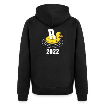 Ruhestand Rentnerin Rentner Rente 2022 - Unisex Premium Bio Zip Hoodie - Schwarz - Hinten - Nico (187cm)