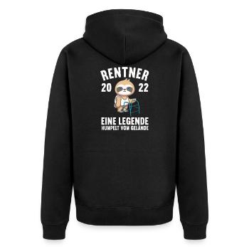 Faultier Ruhestand Rentnerin Rentner Rente 2022 - Unisex Premium Bio Zip Hoodie - Schwarz - Hinten - Nico (187cm)