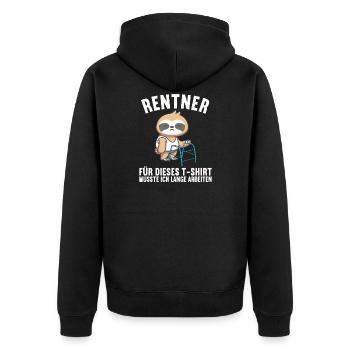 Faultier Ruhestand Rentnerin Rentner Rente 2022 - Unisex Premium Bio Zip Hoodie - Schwarz - Hinten - Nico (187cm)