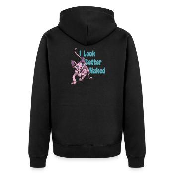 I look better naked Sphynx Katze Nacktkatze - Unisex Premium Bio Zip Hoodie - Schwarz - Hinten - Nico (187cm)