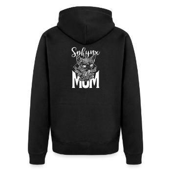 Sphynx mom Rosen Nacktkatze Katzenbesitzer - Unisex Premium Bio Zip Hoodie - Schwarz - Hinten - Nico (187cm)