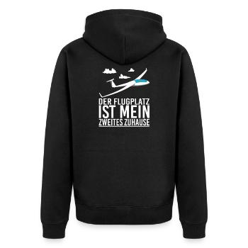 Segelflieger Segelfliegen Flugplatz - Unisex Premium Bio Zip Hoodie - Schwarz - Hinten - Nico (187cm)