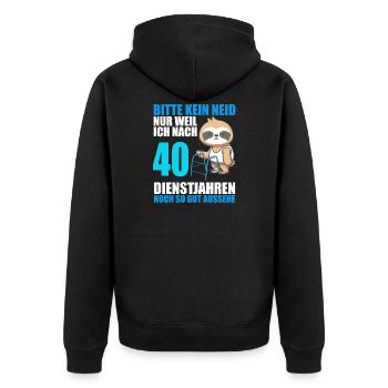 40 Jahre im Dienst 40 Jähriges Dienstjubiläum - Unisex Premium Bio Zip Hoodie - Schwarz - Hinten - Nico (187cm)