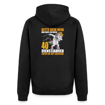 40 Jahre im Dienst 40 Jähriges Dienstjubiläum - Unisex Premium Bio Zip Hoodie - Schwarz - Hinten - Nico (187cm)