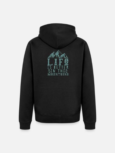 Berg Spruch - Unisex Premium Bio Zip Hoodie - Schwarz