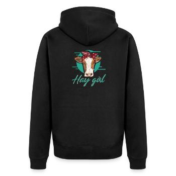 Country Farmer I Cow Lovers I Heifer I Cattle Cow - Unisex Premium Organic Zip Hoodie - black - Back - Nico (187cm)