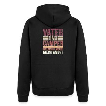 Papa und Camper - Unisex Premium Bio Zip Hoodie - Schwarz - Hinten - Nico (187cm)