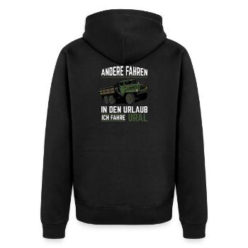 Andere fahren URAL Fahrer sowjetische Beruf USSR - Unisex Premium Bio Zip Hoodie - Schwarz - Hinten - Nico (187cm)