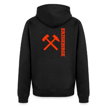 Erzgebirge Bergbau - Unisex Premium Bio Zip Hoodie - Schwarz - Hinten - Nico (187cm)