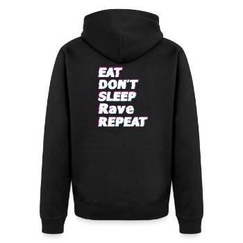 Raver Gift Idea - Unisex Premium Organic Zip Hoodie - black - Back - Nico (187cm)